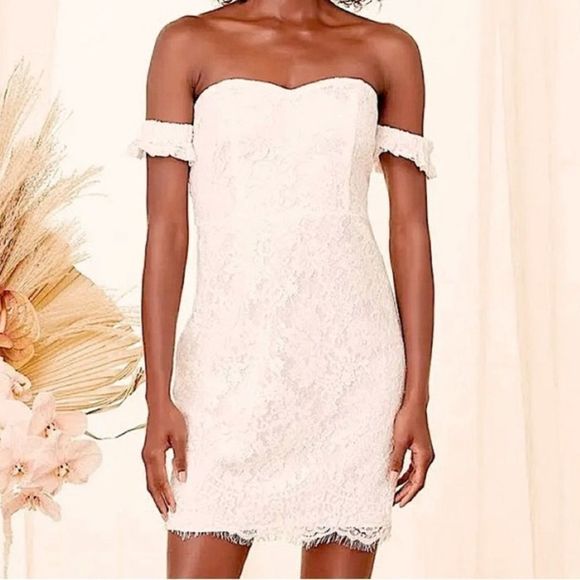 Lulus Dresses & Skirts - EUC LULU’S White Lace Mini Dress Size Small